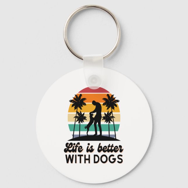 Chaveiro A vida é melhor com os cães... Homem-Sol-Sol e Cac (Frente)