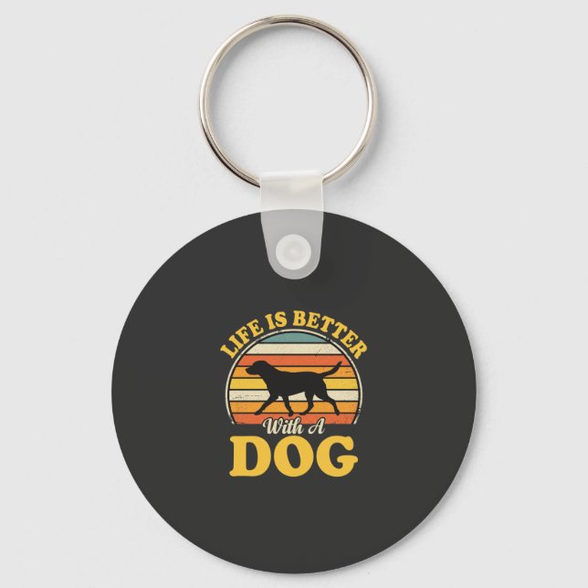 Chaveiro A Vida É Melhor Com Um Cachorro Retro (Frente)
