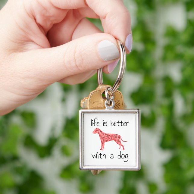 Chaveiro A Vida É Melhor Com Um Cão - Amantes de Cães (Mão)