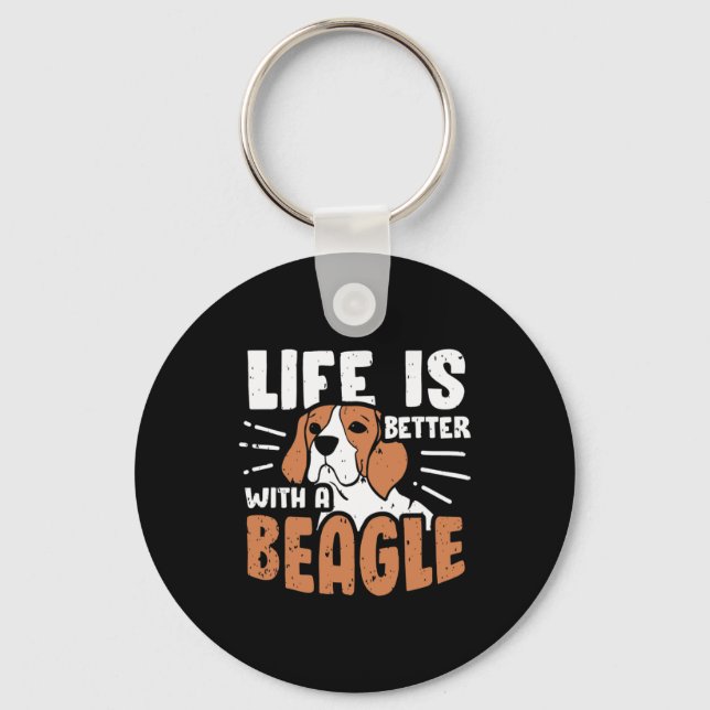 Chaveiro A Vida É Melhor Com Um Cão De Beagle (Frente)