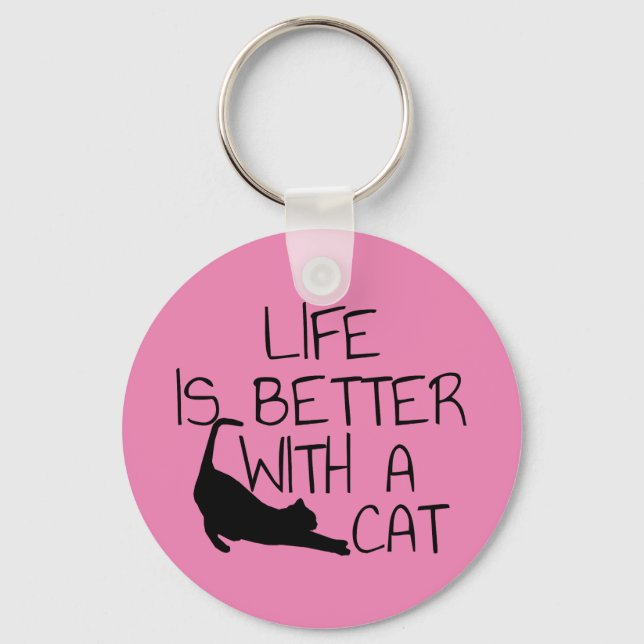 Chaveiro A Vida É Melhor Com Um Gato (Frente)