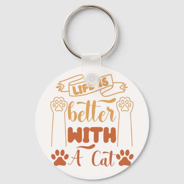 Chaveiro A vida é melhor com um gato (Frente)