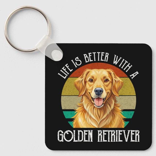 Chaveiro A Vida é Melhor Com Um Golden Retriever (Frente)