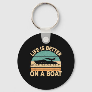 Chaveiro A Vida É Melhor Em Um Barco Cômico Retro Capitão D