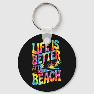 Chaveiro A Vida é Melhor Na Praia Retrô Tie Dye Pôr do Sol