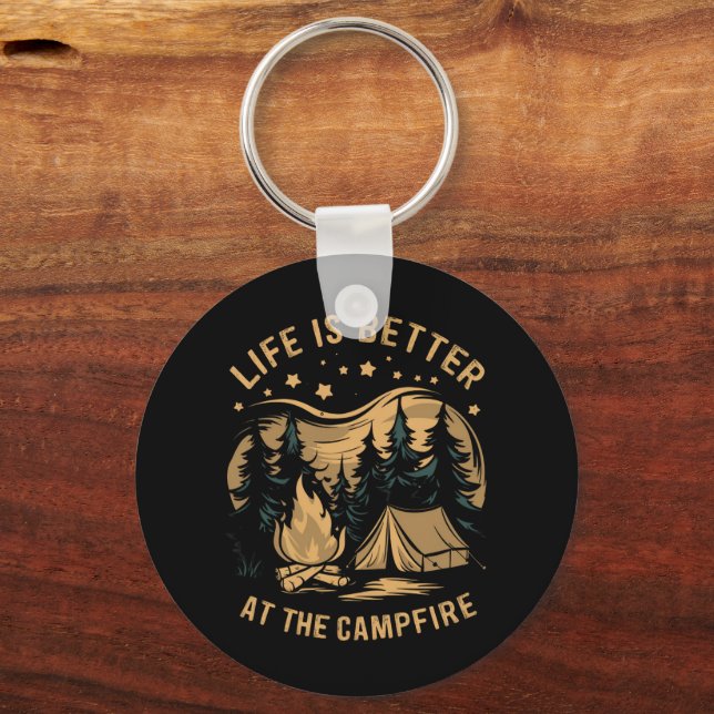 Chaveiro A Vida É Melhor No Acampamento Da Fogueira Camping (Frente)
