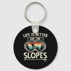 Chaveiro A Vida É Melhor No Slopes Ski Retro Snowboard