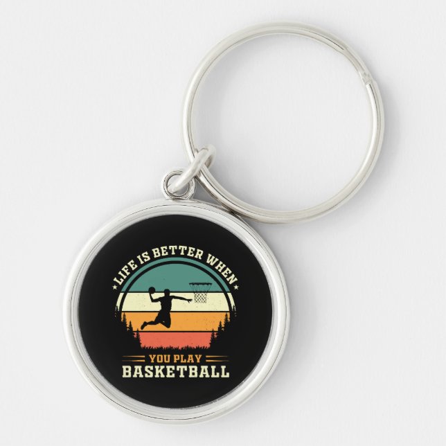 Chaveiro a vida é melhor quando você joga basquete (Frente)