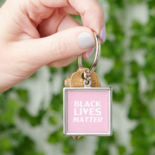 Chaveiro A vida negra é importante, rosa claro branca