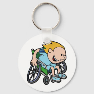 Chaveiro A young boy racing in a wheelchair