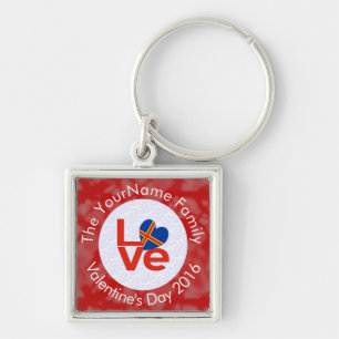 Chaveiro Aaland Islands Red Letters LOVE Flag White on Red
