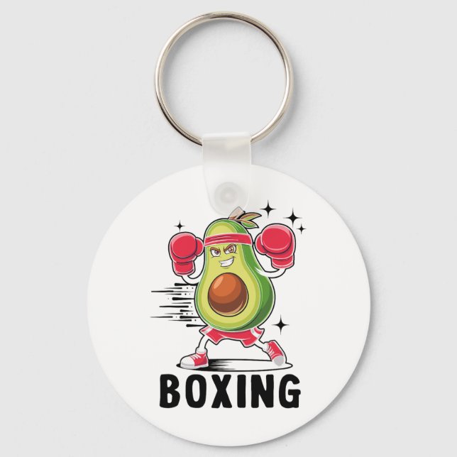 Chaveiro Abacate Jogando Boxe Comida Vegetariana Saudável  (Frente)