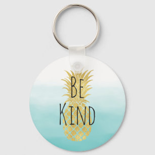 Chaveiro Abacaxi Dourado Abacaxi Aqua Watercolor Ombre