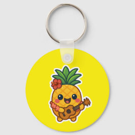Chaveiro Abacaxi Kawaii sorridente - Tropical
