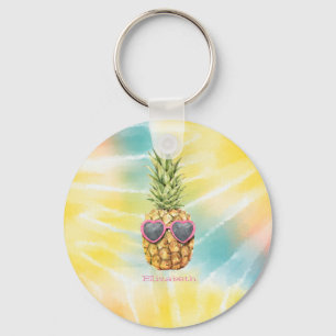 Chaveiro Abacaxi Legal, Tinta Tie Dye Arco-íris Aquarela
