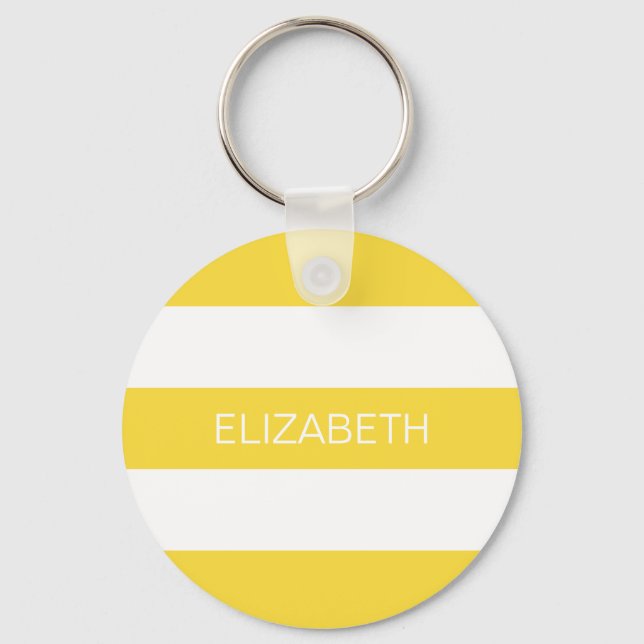 Chaveiro Abacaxi Whoriz Preppy Stripe #3 Nome Monograma (Frente)