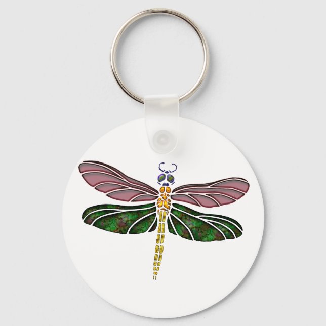 Chaveiro Abalone Shell e Dragonfly de vidro (Frente)
