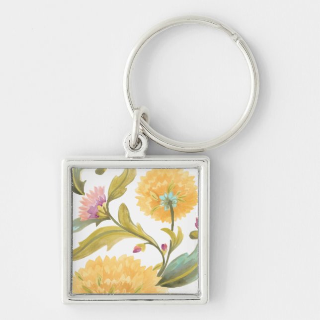 Chaveiro Abbey Floral Azulejos - Flores Amarelas (Frente)