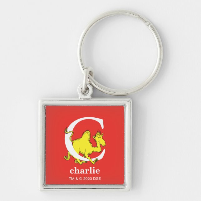 Chaveiro ABC do Dr. Seuss: Letra C - Branco | Adicione seu  (Frente)