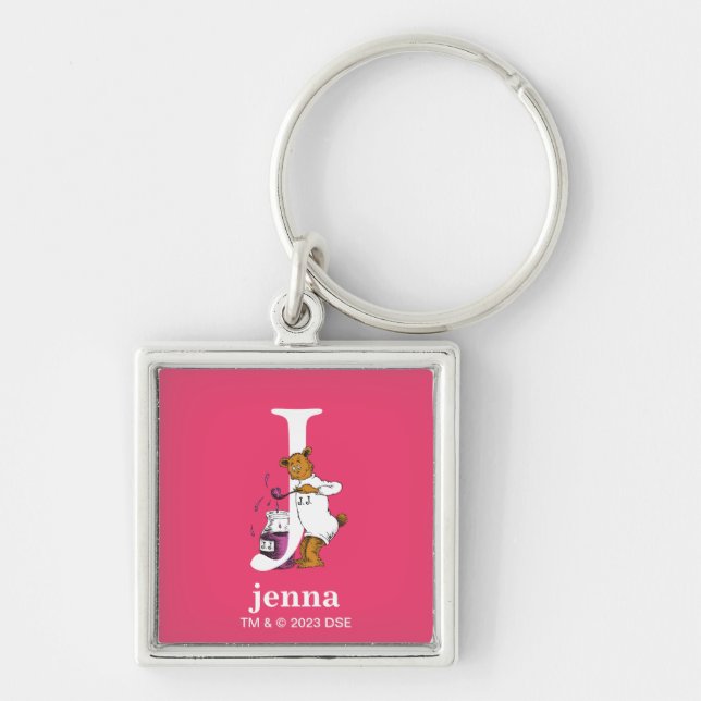 Chaveiro ABC do Dr. Seuss: Letra J - Branco | Adicione seu  (Frente)