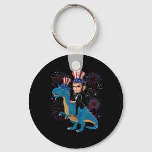 Chaveiro Abe Lincoln Montado Em Um Dinossauro Engraçado 4 D