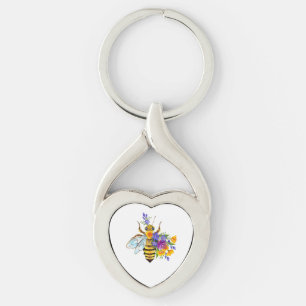 Chaveiro Abeia flor com plantas silvestres