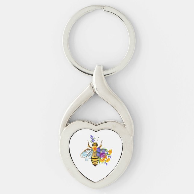 Chaveiro Abeia flor com plantas silvestres (Frente)