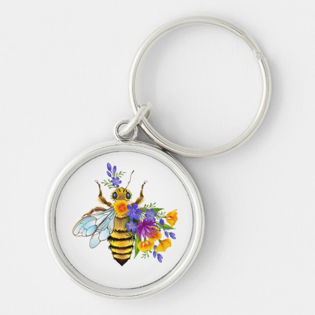 Chaveiro Abeja flor com plantas silvestres (Frente)
