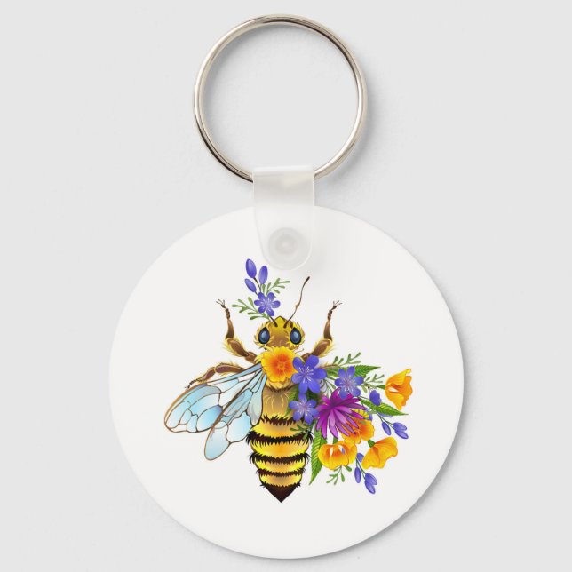 Chaveiro Abeja flor com plantas silvestres (Frente)