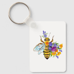 Chaveiro Abeja flor com plantas silvestres