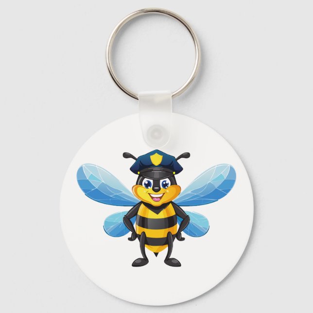 Chaveiro Abelha capitã com chapéu de policial (Frente)