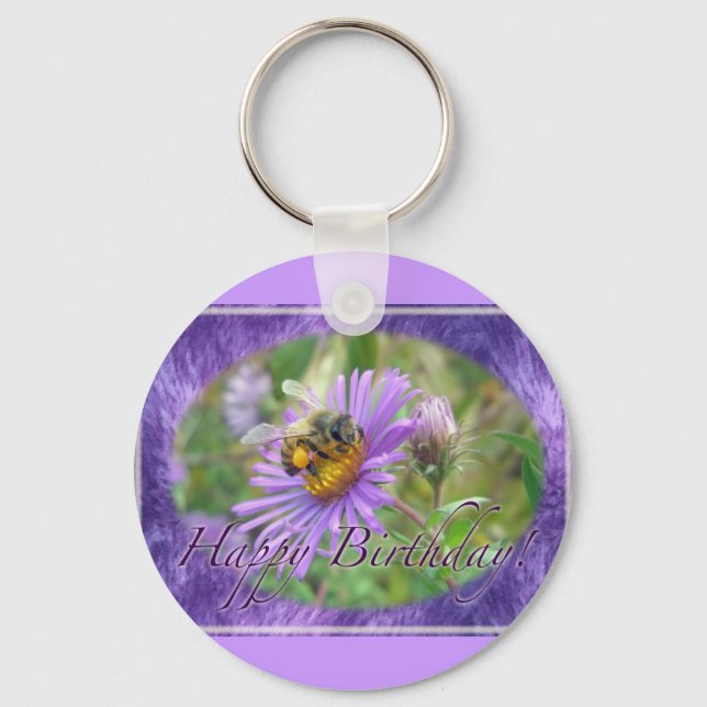Chaveiro Abelha de mel nos Asters Birthday - Elementos Coor (Frente)