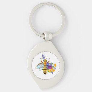 Chaveiro Abelha flor com plantas silvestres