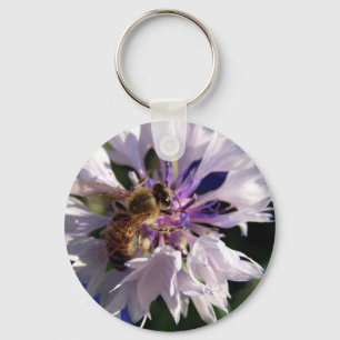 Chaveiro Abelhas e Flores Azuis