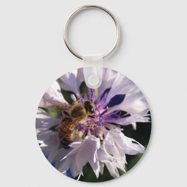 Chaveiro Abelhas e Flores Azuis (Frente)