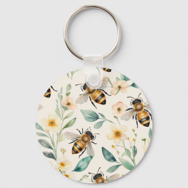 Chaveiro Abelhas e Flores - Creme Floral Mel-Mel Padrão (Frente)