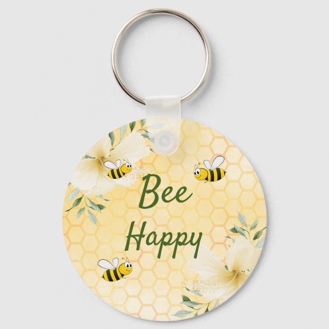 Chaveiro Abelhas Feliz Bombus Abelhas amarelas favas boniti (Frente)