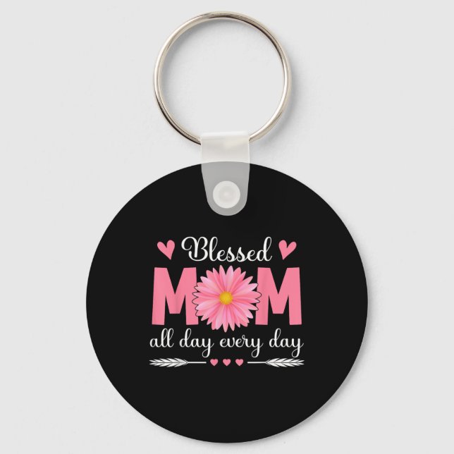 Chaveiro Abençoada Mãe O Dia Todo Flora Mães Mães (Frente)