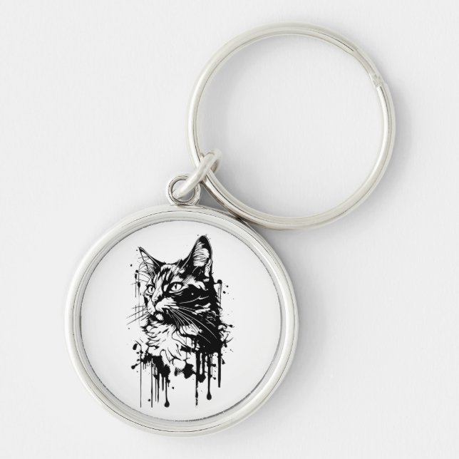 Chaveiro Abertura de Gato Preto e Branco (Frente)