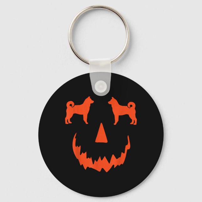 Chaveiro Abóbora Cão Norwegian Elkhound Halloween (Frente)