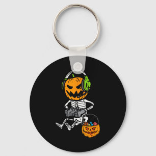 Chaveiro Abóbora de Esqueleto de Gamer Engraçado Halloween