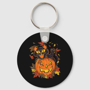 Chaveiro Abóbora de Gato Preto Vintage Halloween Sinistro O