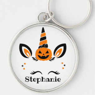 Chaveiro Abóbora de Halloween com Nome Unicórnio