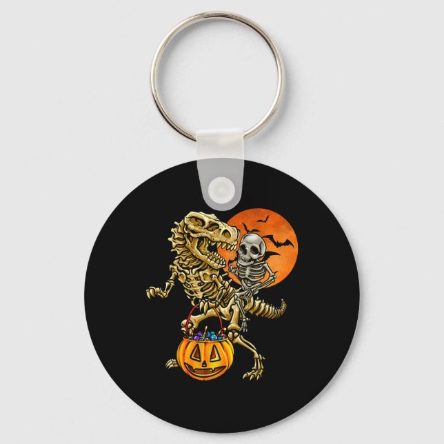 Chaveiro Abóbora de Halloween de Dinossauro Esqueleto para  (Frente)