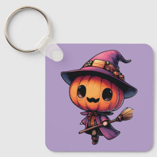 Chaveiro Abóbora de Halloween fofa bruxa