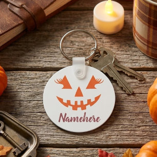 Chaveiro Abóbora de Halloween Personalizada Feminina Jack O