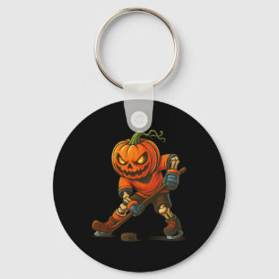 Chaveiro Abóbora de hóquei no gelo no rosto de Halloween Es