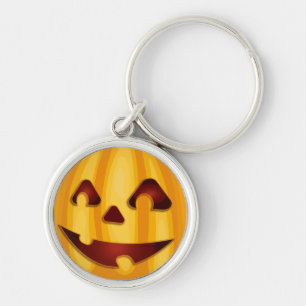 Chaveiro Abóbora esculpida sorrindo design de Halloween