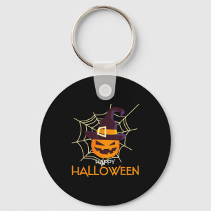 Chaveiro Abóbora face jack o lantern teia de aranha hallowe