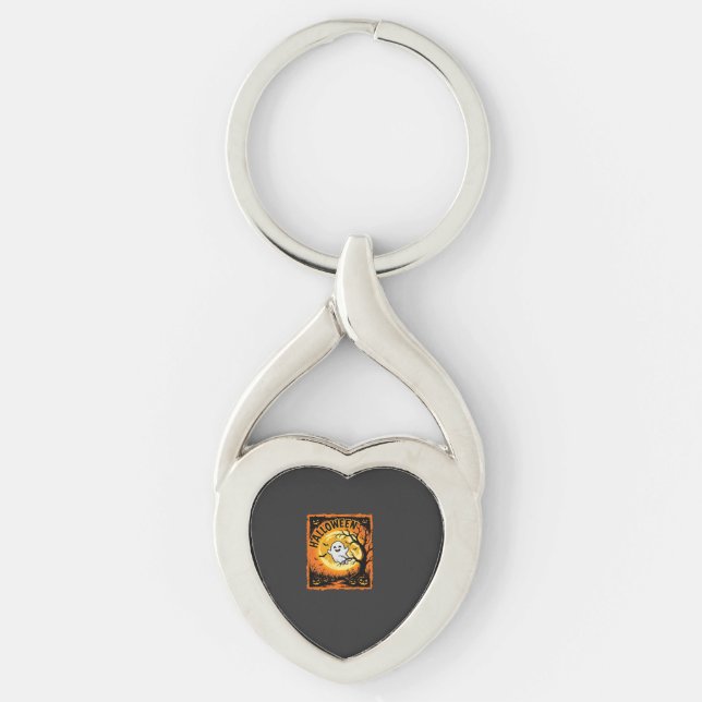 Chaveiro Abóbora Fantasma de Halloween Árvore Assombrada (Frente)